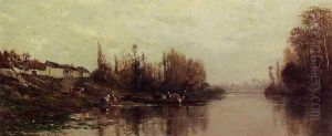 Ferry at Glouton by Charles-Francois Daubigny
