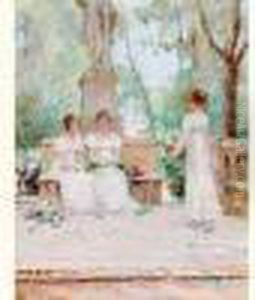 Jeunes Filles Sur La Terrasse by Adrien Moreau