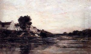Village Au Bord De L'Oise by Charles-Francois Daubigny