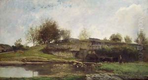 The Lock at Optevoz, 1855 by Charles-Francois Daubigny