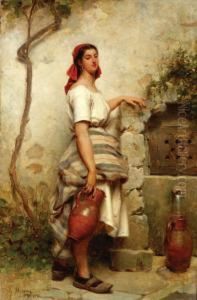 Young Woman With Jugs Near A Well
