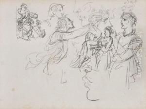 Feuille D'etudes Pour Hamlet by Gustave Moreau
