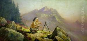 Red Indian Cooking Meat by Henri Moreau