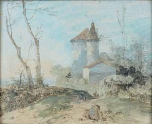 Paire De Paysages Animes
 Gouache by Jean-Michel Moreau