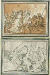 Deux Personnages Parmi Des Militaires Romains