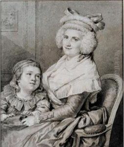 Portrait Of A Mother, Seated With Her Child In An Interior by Jean-Michel Moreau