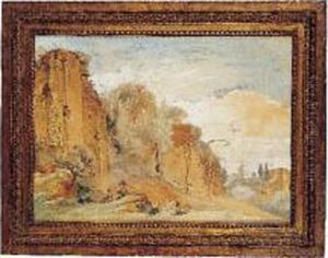 Berger Jouant De La Flute Dans Des Ruines
