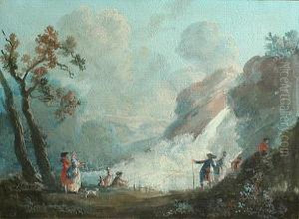 A Waterfall With Figures In The Foreground - view 1