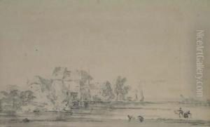 Paysage Fluvial Anime by Louis-Gabriel Moreau the Elder