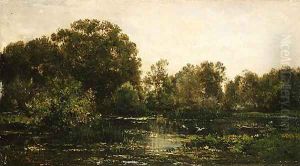 A River Landscape with Storks 1864 by Charles-Francois Daubigny