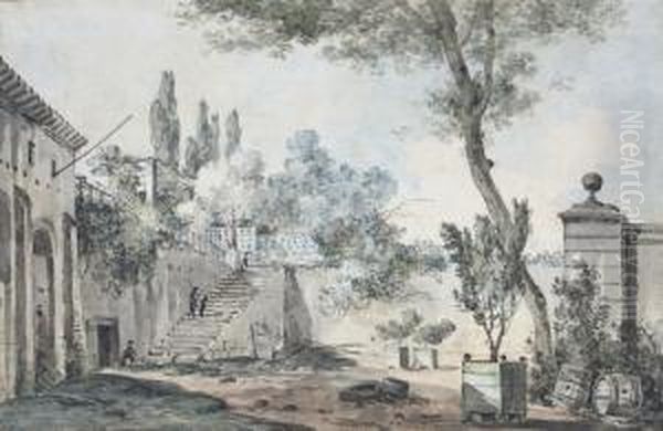Figures In A Courtyard - view 1