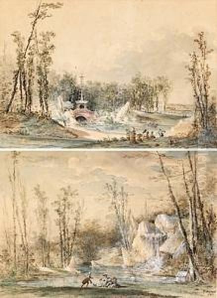 Le Jardin De Bagatelle : Le Pont Chinois Et La Cascade - view 1