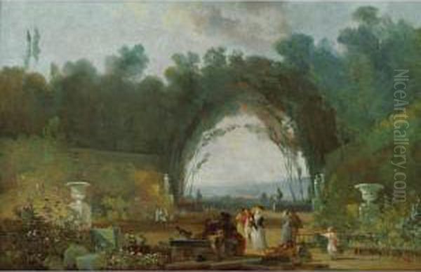 Appartenant A Une Collection
Particuliere
Vue D'une Terrasse, Probablement A Saint-cloud [louis Gabriel
Moreau The Elder ; View Of A Terrace, Probably In Saint-cloud ; Oil On
Paper Laid Down On C - view 1