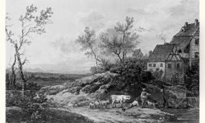 Couple De Bergers Pres D'un Moulin by Louis-Gabriel Moreau the Elder