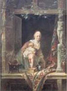 Pecheurs Pres De La Riviere by Louis-Gabriel Moreau the Elder