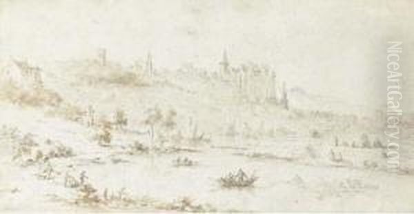 A View Of A French Village With Churches And A Chateau In Thedistance - view 1