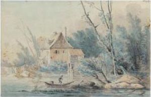 La Chaumiere Et La Barque by Louis-Gabriel Moreau the Elder