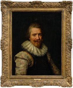 Portrait Of A Nobleman Wearing A Lace Collar, Brocade Shirt And
Armoured Vest