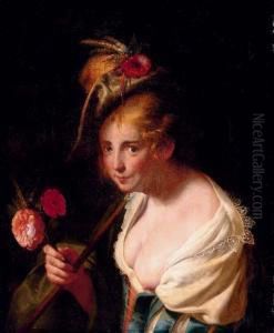 A Young Woman As A Shepherdess by Paulus Moreelse
