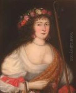 Portrait, Half Length, Of A Lady Wearing Flowers In Her Hair Portrait, Half Length, Of A Lady Wearing Flowers In Her Hair