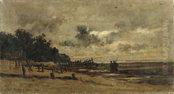 Le brise-lame, a Villerville, a maree basse - view 1