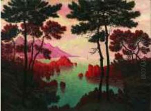 Paysage Mediterraneen by Adelin Charles Morel De Tanguy