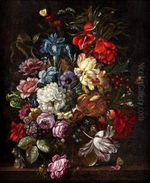 Still Life With Mixed Flowers, Butterflies And Insects - view 1