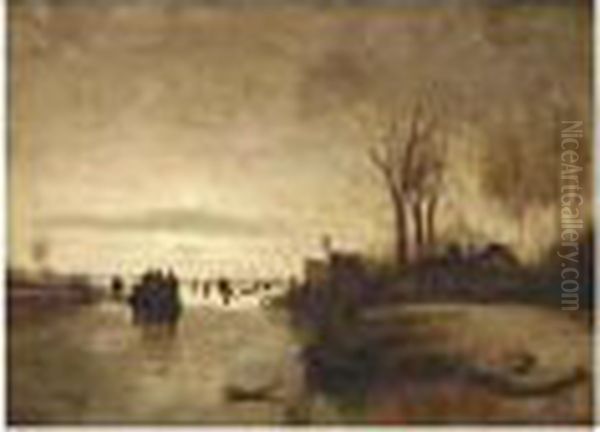 A Winter Landscape With Skaters Near A 'koek En Zopie' - view 1
