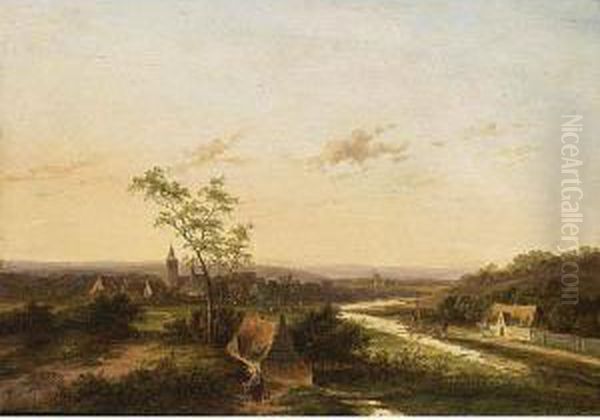 An Extensive Summer Landscape With A Town In The Background - view 1
