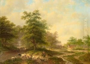 Figures On A Country Path By A River