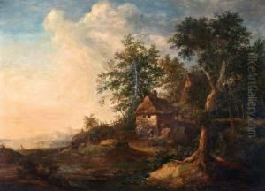 Figuren Bij Huisjes Aan De Bosrand by Jan Evert Morel