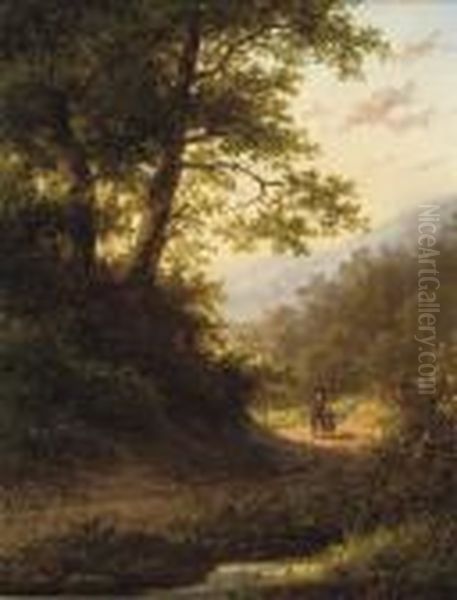 Walking In The Forest At Sunset; And Resting Under A Tree - view 1