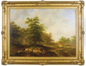 Peasants On A Wooded Country Road by Jan Evert Morel