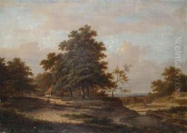 A Country Landscape With Figures Resting On A Track. - view 1