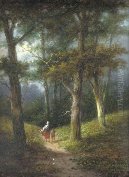 Figures In A Wooded Landscape; And Another Similar - view 1