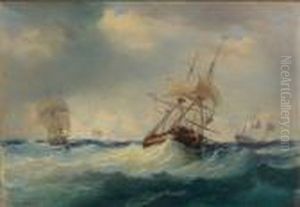 Vaisseau Royal Dans La Tempete by Antoine Leon Morel-Fatio