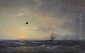 Marine Au Soleil Couchant by Antoine Leon Morel-Fatio