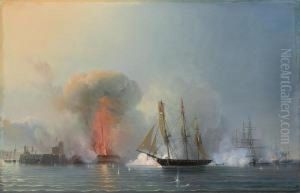 The French Fleet Bombarding Vera Cruz by Antoine Leon Morel-Fatio