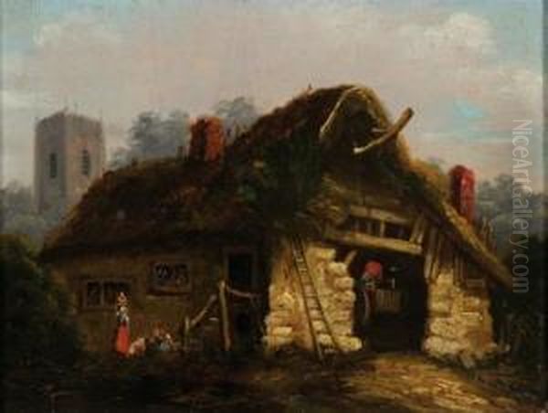 Figures At A Barn - view 1