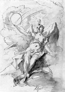 A Figure surmounted by a Sun and a Rainbow, holding a Globe by Gaspare Diziani