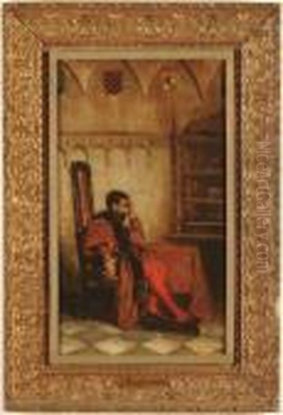 A Contemplating Nobleman In His Library - view 1