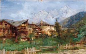 Paesaggio Montano Con Caseggiati E Baite