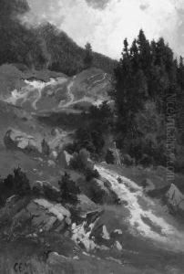 E. "gebirgslandschaft". Monogr. Ol Auf Lwd. 27 X 18 Cm. Rahmen by Carl Morgenstern