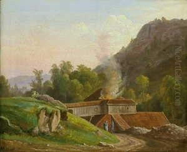 Das Eisenwerk Bei Baerum (bei
Oslo).
Monogrammiert Und Datiert Unten Links: Cm 1827.
Ol Auf - view 1