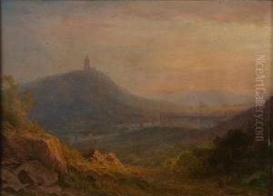 A Valley At Sunset by Friedrich Ernst Morgenstern
