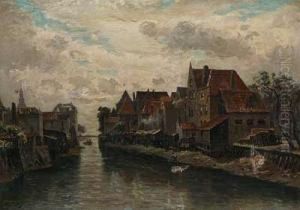 Kanal An Einer Hollandischen Stadt by Friedrich Ernst Morgenstern