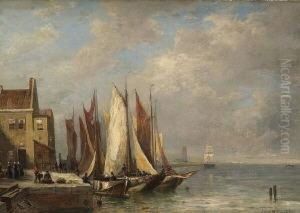 Fischerboote Im Hafen. by Friedrich Ernst Morgenstern