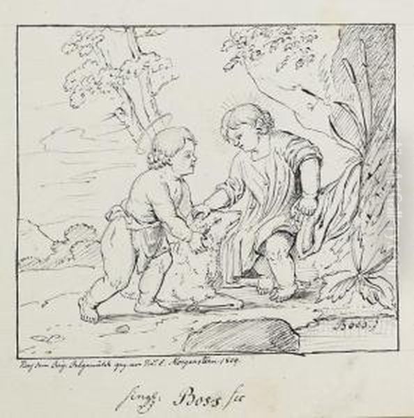 Christus Und Der Johannesknabe Nach Einem Gemalde Von Hermann Boss - view 1