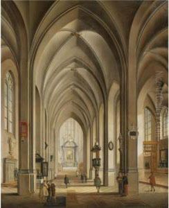 A Cathedral Interior With Figures