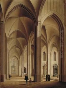 The Interior Of A Gothic Cathedral by Johann Ludwig Ernst Morgenstern